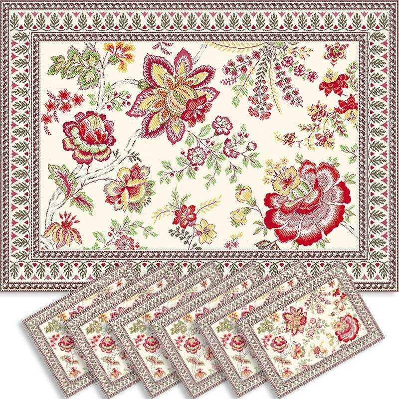Dining table mats Jacquard woven Garance, Marat d'Avignon (x6)