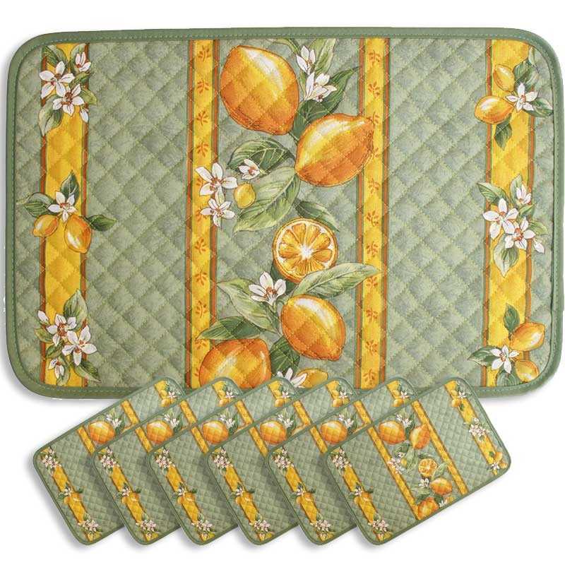 Sets de table rectangles matelassés Citron (x6)