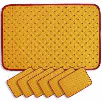 Sets de table matelassé, imprimé Calissons jaune rouge