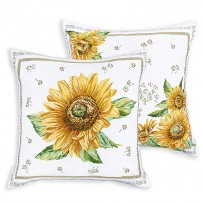 housse pour coussin de canapé blanc motif tournesol