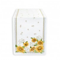 chemin de table rustique blanc motif tournesol