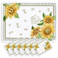 floral table mats white color sunflower pattern