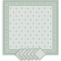Serviettes de table vertes carrées, tissé Jacquard Durance