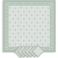 Serviettes de table vertes carrées, tissé Jacquard Durance