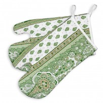 Double oven mitt, green color, Bastide print, Marat d'Avignon