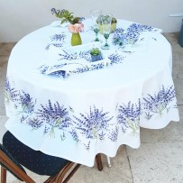 nappes rondes mariage coton motif lavande