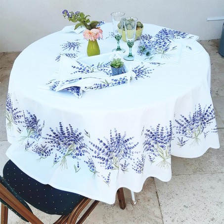round lavender tablecloth cotton fabric