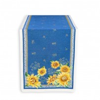 bright table runner blue color sunflower pattern
