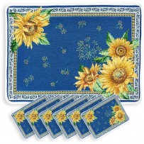 sets de table bleu motif tournesols