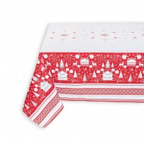 red tablecloth rectangular