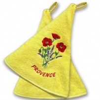 Serviette éponge (x2), broderie Coquelicots
