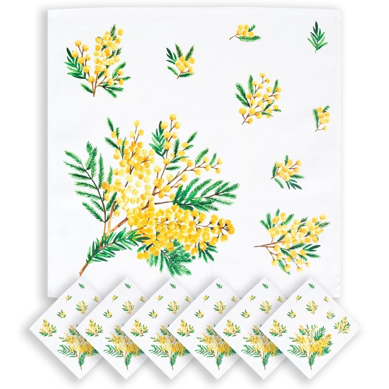 Floral cloth table napkins x6 - Mimosa collection