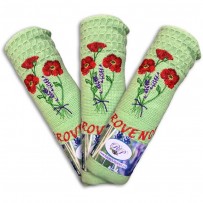Kitchen towels and dishcloths (x3), pattern Coquelicots
