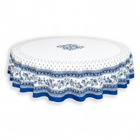 Nappe ronde en coton, imprimé provençal Avignon bleu