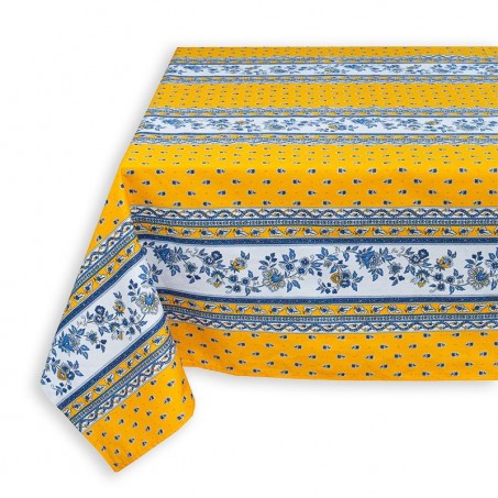 Nappe rectangulaire en coton, imprimé Avignon rayé jaune