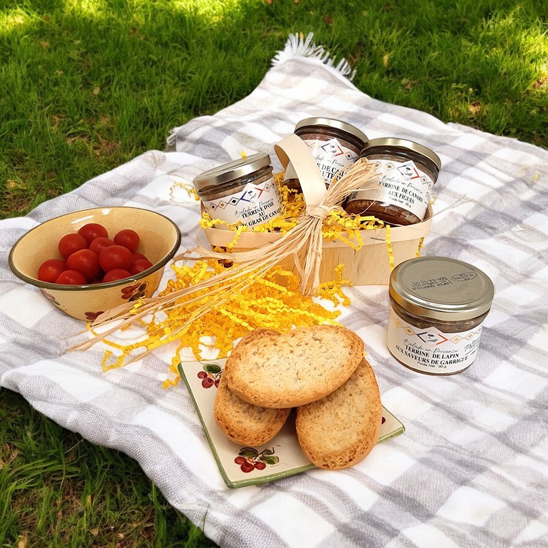 Box of typical game french dishes
