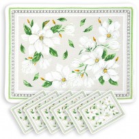 set de table décor fleurs - set de table jacquard - set de table chic et raffiné