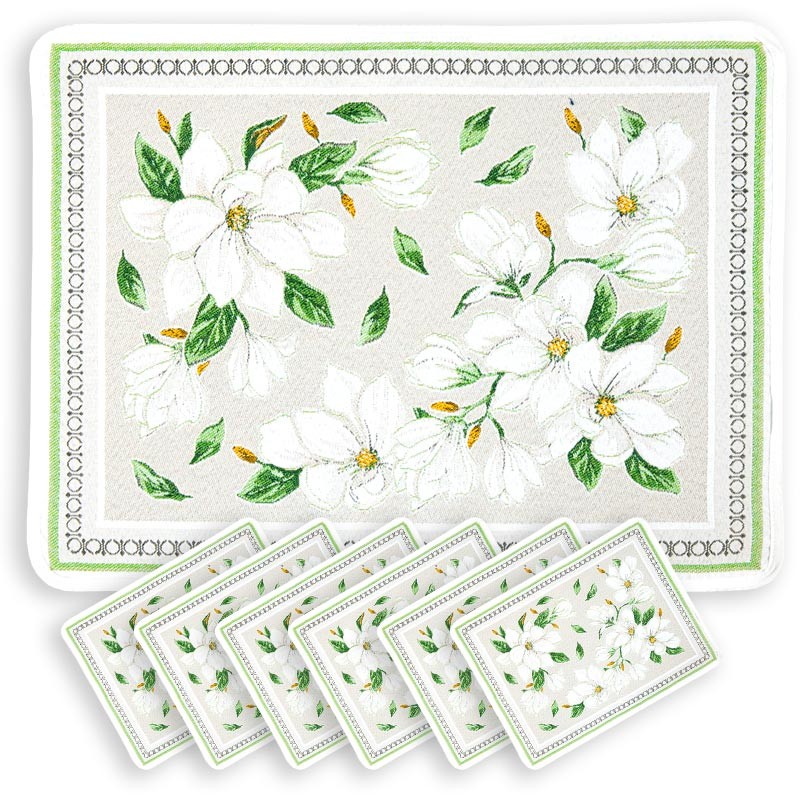 Jacquard dressing table mats Magnolia (x6)