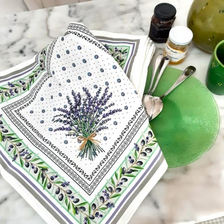Lot serviette de table en coton motif lavande