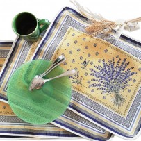 lot set de table tissé jacquard jaune