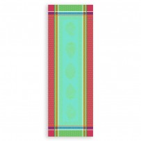 Chemin de table bleu turquoise tissé Jacquard