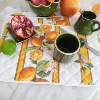 Sets de table rectangles matelassés en coton motif citron