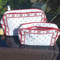large toiletry bag white red