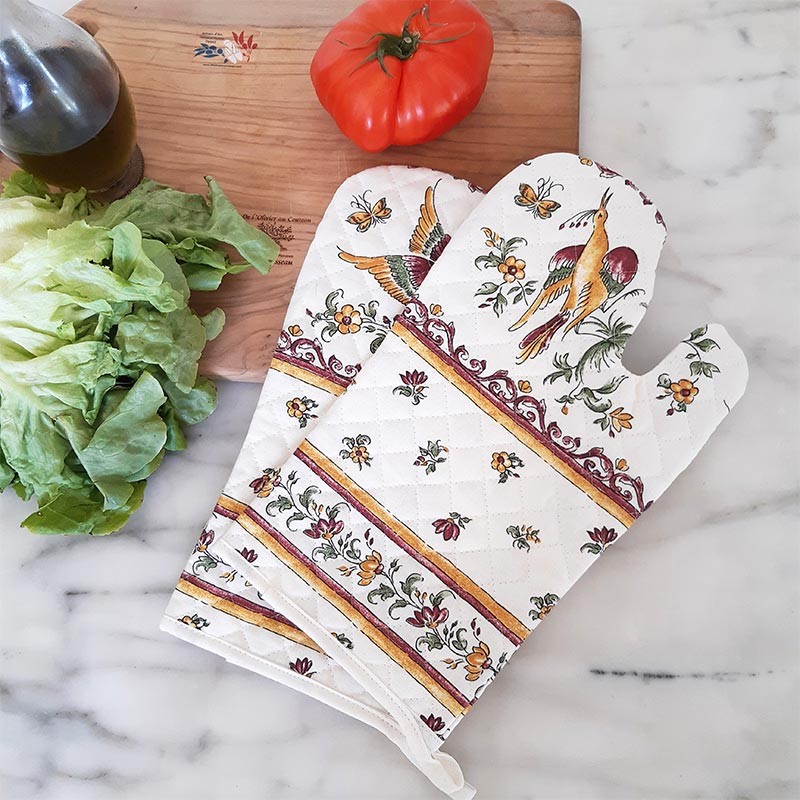 Heat resistant gloves, printed Moustiers (x2)