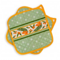 oven pot holders - green pot holders - floral oven mitts