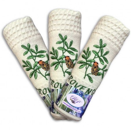 Cotton dish towels, honeycomb print Cigale color ecru