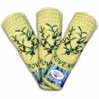 Cotton kitchen towels set honeycomb weave, Olive pattern color yellow