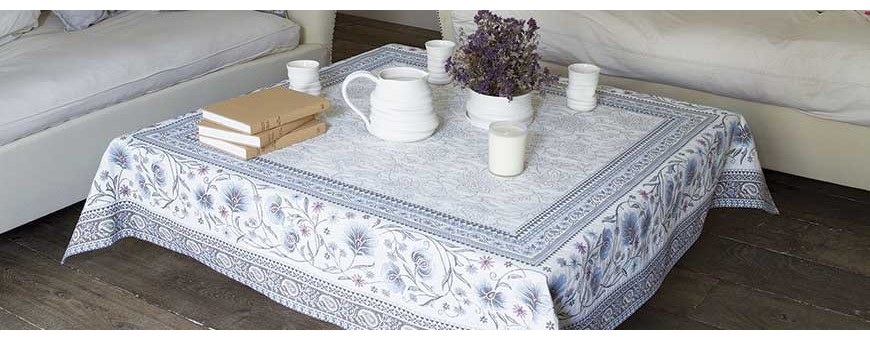 Tapis de table en coton matelassé Bastide bleu et jaune