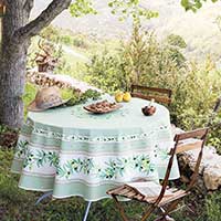 nappe ronde en tissu imprimé olive